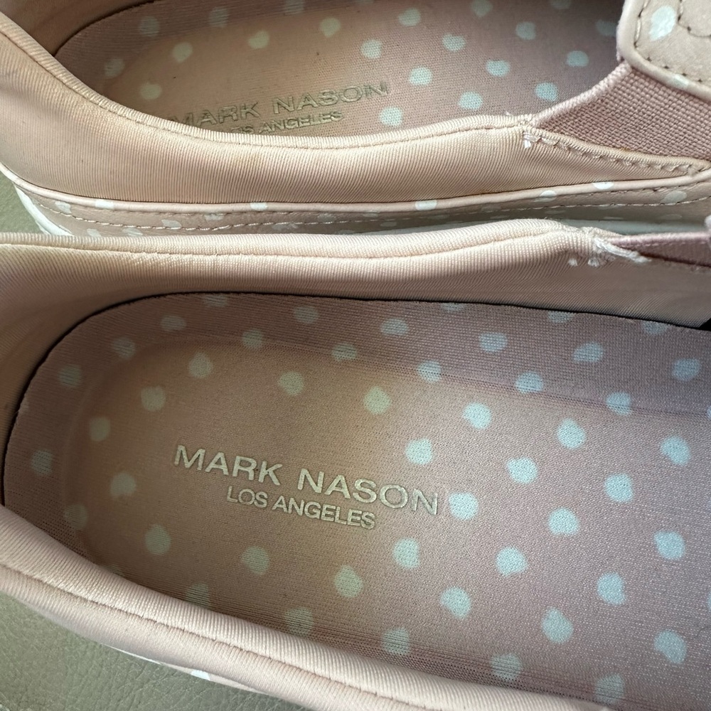 Women’s size 8.5 Mark Nason Pink and White polka-dot Casual Slip-On Sneakers - Picture 6 of 8